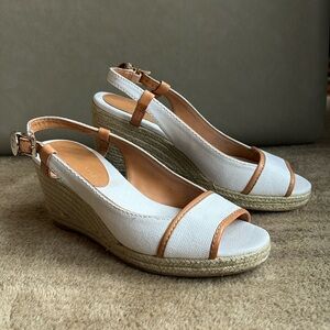 The perfect Summer sandal - White and Tan Wedge by Etienne Aigner